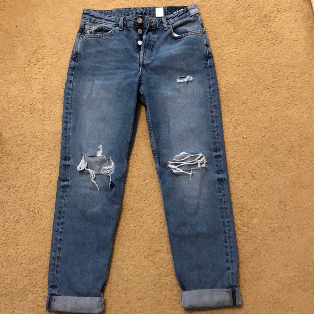 high waisted ripped mom jeans